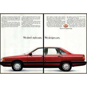 1986 Audi 5000S Luxury Sports Sedan 2 Page Vintage Print Ad Man Cave Wall Art